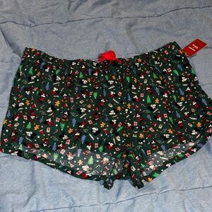 NWT Disney Old Navy Women’s Green Holiday Sleep Shorts Mickey Minnie 2x